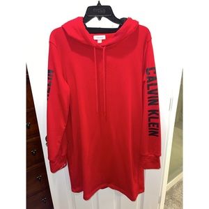 Red Calvin Klein Hoodie Dress